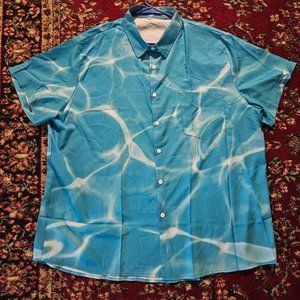 Men's Water Ripple Pattern Button Down Shirt Size 3X
